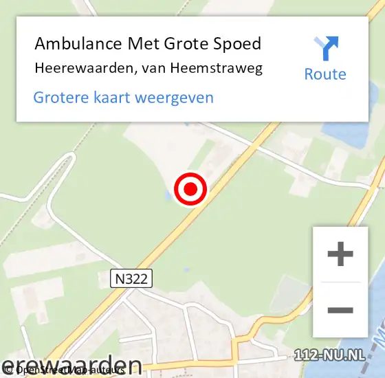 Locatie op kaart van de 112 melding: Ambulance Met Grote Spoed Naar Heerewaarden, van Heemstraweg op 2 juli 2022 10:32