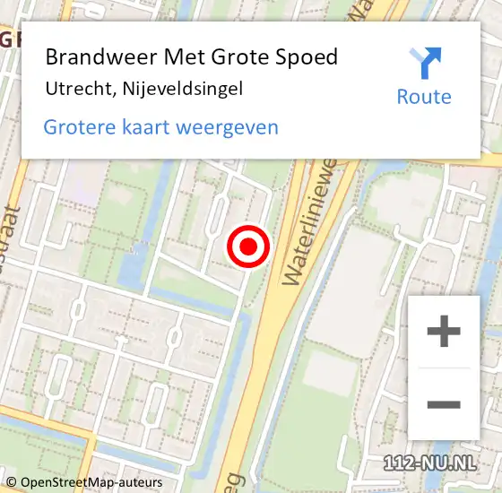 Locatie op kaart van de 112 melding: Brandweer Met Grote Spoed Naar Utrecht, Nijeveldsingel op 2 juli 2022 10:33