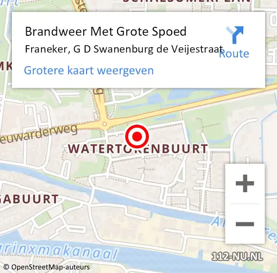 Locatie op kaart van de 112 melding: Brandweer Met Grote Spoed Naar Franeker, G D Swanenburg de Veijestraat op 2 juli 2022 10:43