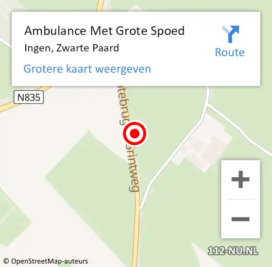 Locatie op kaart van de 112 melding: Ambulance Met Grote Spoed Naar Ingen, Zwarte Paard op 2 juli 2022 10:51