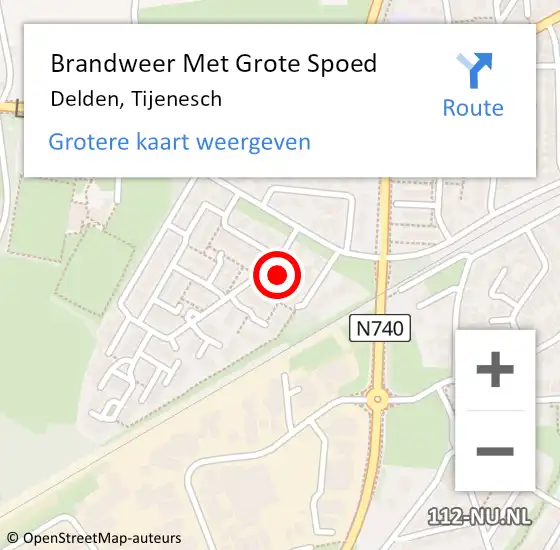 Locatie op kaart van de 112 melding: Brandweer Met Grote Spoed Naar Delden, Tijenesch op 2 juli 2022 10:56