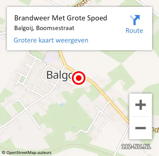Locatie op kaart van de 112 melding: Brandweer Met Grote Spoed Naar Balgoij, Boomsestraat op 2 juli 2022 11:00