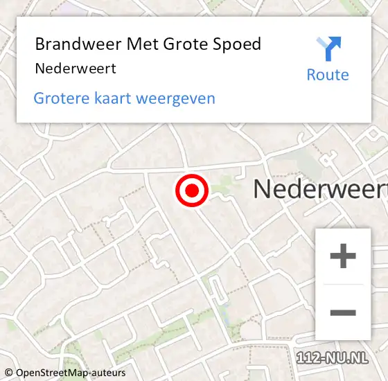 Locatie op kaart van de 112 melding: Brandweer Met Grote Spoed Naar Nederweert op 2 juli 2022 11:08