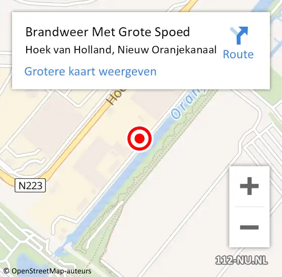 Locatie op kaart van de 112 melding: Brandweer Met Grote Spoed Naar Hoek van Holland, Nieuw Oranjekanaal op 2 juli 2022 11:15