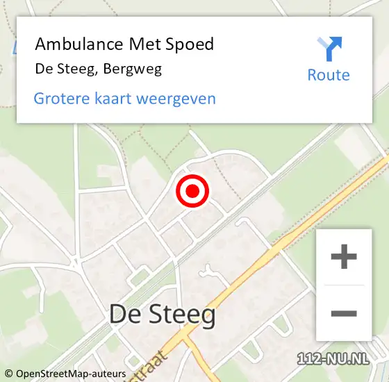 Locatie op kaart van de 112 melding: Ambulance Met Spoed Naar De Steeg, Bergweg op 2 juli 2022 11:17