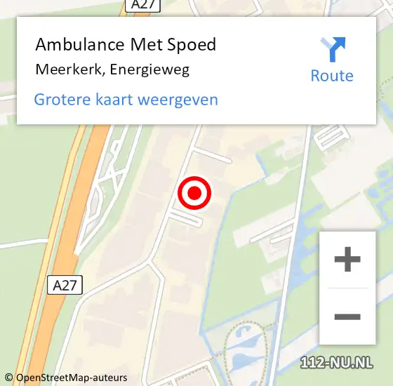 Locatie op kaart van de 112 melding: Ambulance Met Spoed Naar Meerkerk, Energieweg op 2 juli 2022 11:18