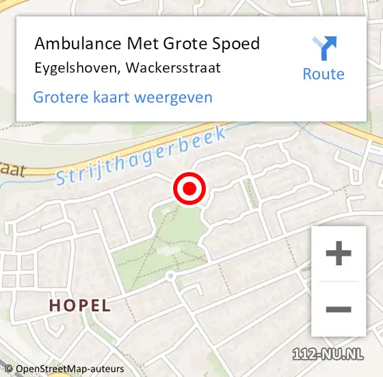 Locatie op kaart van de 112 melding: Ambulance Met Grote Spoed Naar Eygelshoven, Wackersstraat op 22 juli 2014 01:00