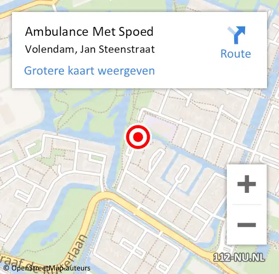 Locatie op kaart van de 112 melding: Ambulance Met Spoed Naar Volendam, Jan Steenstraat op 2 juli 2022 11:27