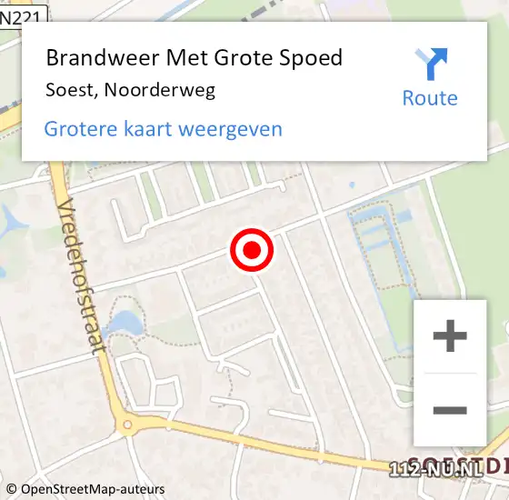 Locatie op kaart van de 112 melding: Brandweer Met Grote Spoed Naar Soest, Noorderweg op 2 juli 2022 11:35