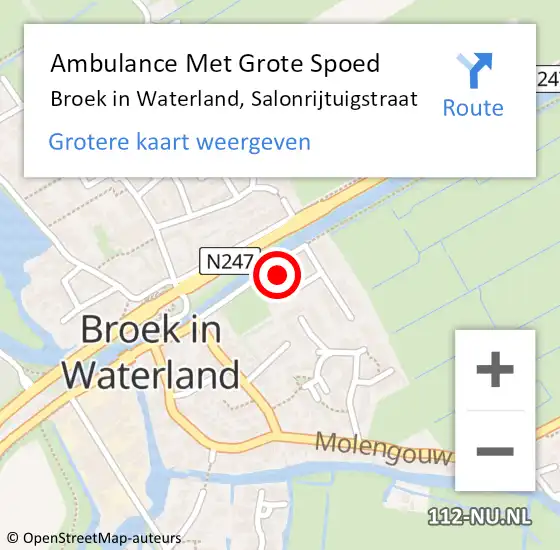 Locatie op kaart van de 112 melding: Ambulance Met Grote Spoed Naar Broek in Waterland, Salonrijtuigstraat op 2 juli 2022 12:01