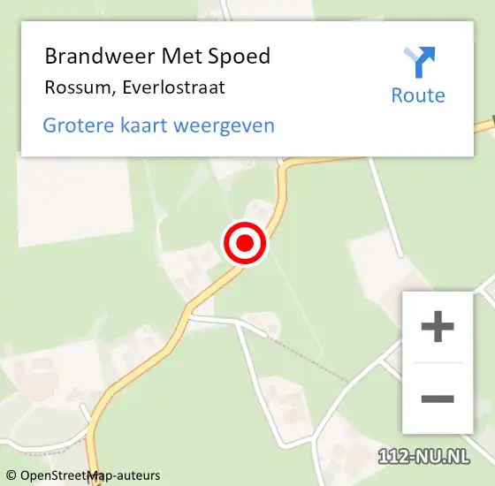Locatie op kaart van de 112 melding: Brandweer Met Spoed Naar Rossum, Everlostraat op 2 juli 2022 12:09