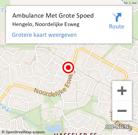 Locatie op kaart van de 112 melding: Ambulance Met Grote Spoed Naar Hengelo, Noordelijke Esweg op 2 juli 2022 12:20