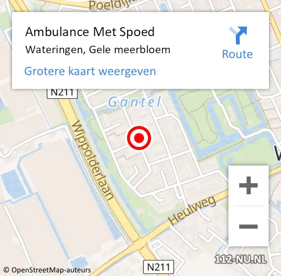 Locatie op kaart van de 112 melding: Ambulance Met Spoed Naar Wateringen, Gele meerbloem op 2 juli 2022 12:25