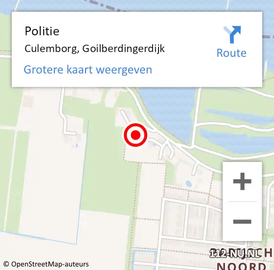 Locatie op kaart van de 112 melding: Politie Culemborg, Goilberdingerdijk op 2 juli 2022 12:26