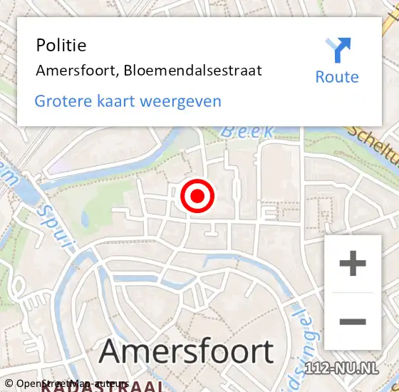 Locatie op kaart van de 112 melding: Politie Amersfoort, Bloemendalsestraat op 2 juli 2022 12:27