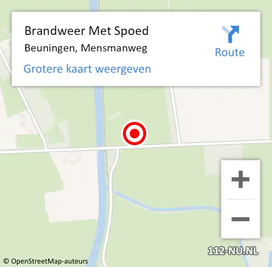 Locatie op kaart van de 112 melding: Brandweer Met Spoed Naar Beuningen, Mensmanweg op 2 juli 2022 12:34