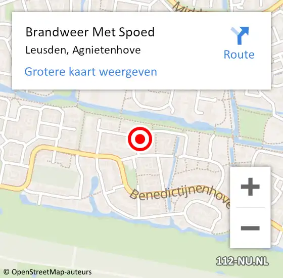 Locatie op kaart van de 112 melding: Brandweer Met Spoed Naar Leusden, Agnietenhove op 2 juli 2022 12:56