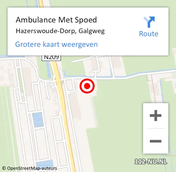 Locatie op kaart van de 112 melding: Ambulance Met Spoed Naar Hazerswoude-Dorp, Galgweg op 2 juli 2022 12:57