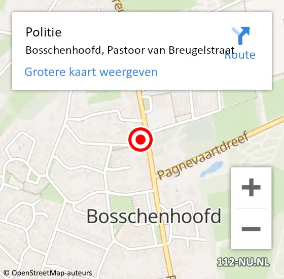 Locatie op kaart van de 112 melding: Politie Bosschenhoofd, Pastoor van Breugelstraat op 2 juli 2022 13:12