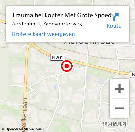 Locatie op kaart van de 112 melding: Trauma helikopter Met Grote Spoed Naar Aerdenhout, Zandvoorterweg op 2 juli 2022 13:21