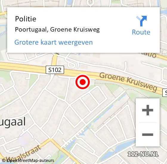 Locatie op kaart van de 112 melding: Politie Poortugaal, Groene Kruisweg op 2 juli 2022 13:33