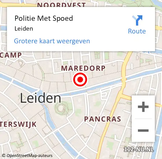 Locatie op kaart van de 112 melding: Politie Met Spoed Naar Leiden op 2 juli 2022 13:48