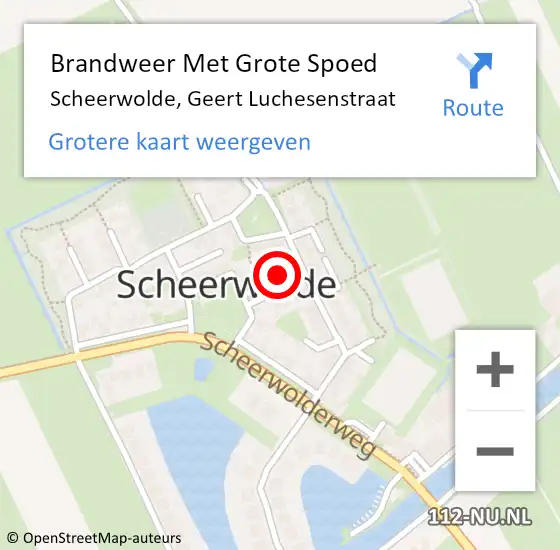 Locatie op kaart van de 112 melding: Brandweer Met Grote Spoed Naar Scheerwolde, Geert Luchesenstraat op 2 juli 2022 14:00