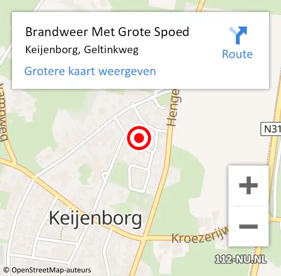Locatie op kaart van de 112 melding: Brandweer Met Grote Spoed Naar Keijenborg, Geltinkweg op 2 juli 2022 14:00