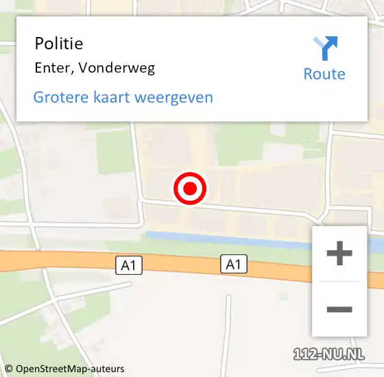 Locatie op kaart van de 112 melding: Politie Enter, Vonderweg op 2 juli 2022 14:02