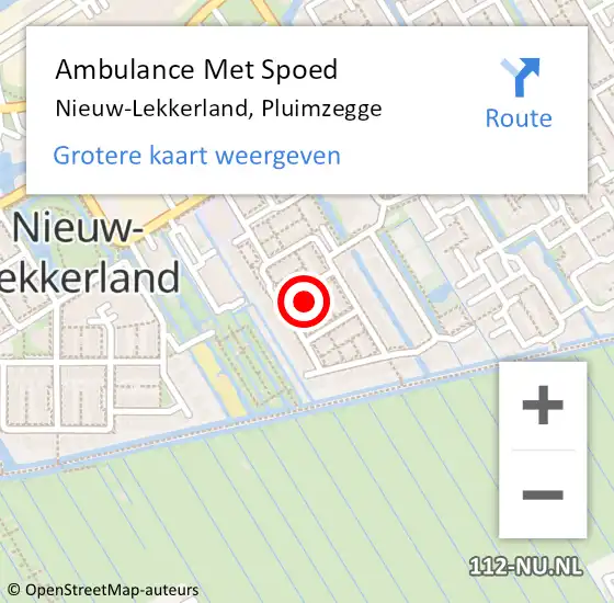Locatie op kaart van de 112 melding: Ambulance Met Spoed Naar Nieuw-Lekkerland, Pluimzegge op 2 juli 2022 14:04