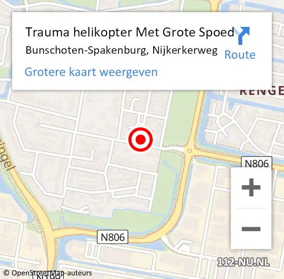 Locatie op kaart van de 112 melding: Trauma helikopter Met Grote Spoed Naar Bunschoten-Spakenburg, Nijkerkerweg op 2 juli 2022 14:16