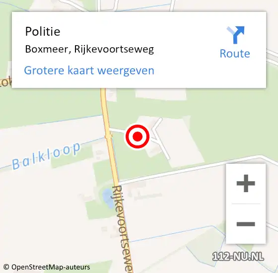 Locatie op kaart van de 112 melding: Politie Boxmeer, Rijkevoortseweg op 2 juli 2022 14:17