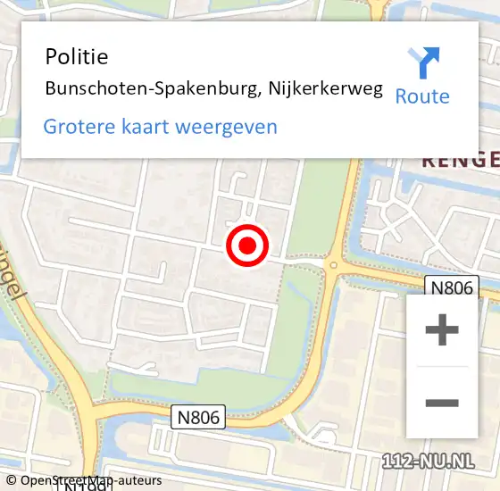 Locatie op kaart van de 112 melding: Politie Bunschoten-Spakenburg, Nijkerkerweg op 2 juli 2022 14:17