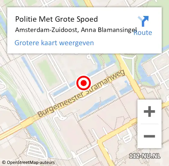 Locatie op kaart van de 112 melding: Politie Met Grote Spoed Naar Amsterdam-Zuidoost, Anna Blamansingel op 2 juli 2022 14:19