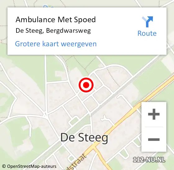 Locatie op kaart van de 112 melding: Ambulance Met Spoed Naar De Steeg, Bergdwarsweg op 2 juli 2022 14:21