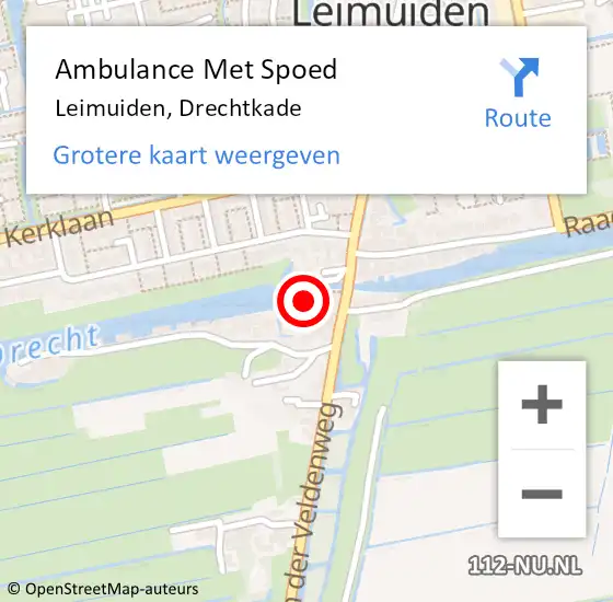 Locatie op kaart van de 112 melding: Ambulance Met Spoed Naar Leimuiden, Drechtkade op 2 juli 2022 14:25