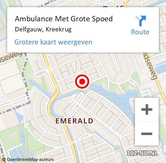 Locatie op kaart van de 112 melding: Ambulance Met Grote Spoed Naar Delfgauw, Kreekrug op 2 juli 2022 14:33