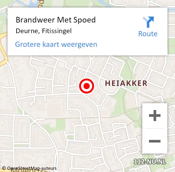 Locatie op kaart van de 112 melding: Brandweer Met Spoed Naar Deurne, Fitissingel op 2 juli 2022 14:42