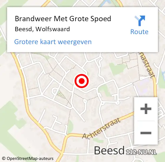 Locatie op kaart van de 112 melding: Brandweer Met Grote Spoed Naar Beesd, Wolfswaard op 2 juli 2022 14:55