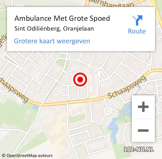 Locatie op kaart van de 112 melding: Ambulance Met Grote Spoed Naar Sint Odiliënberg, Oranjelaan op 2 juli 2022 14:58