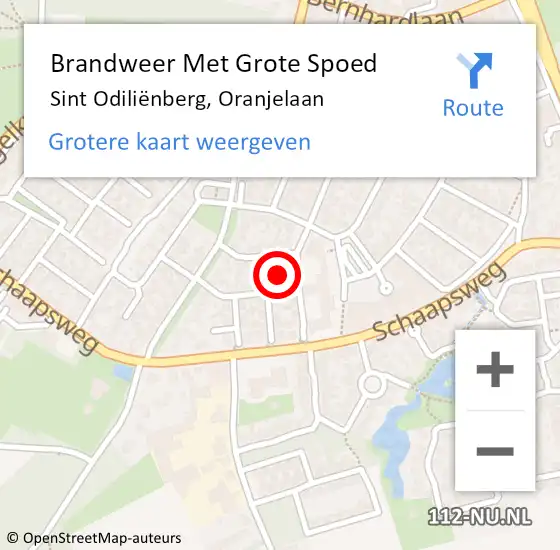 Locatie op kaart van de 112 melding: Brandweer Met Grote Spoed Naar Sint Odiliënberg, Oranjelaan op 2 juli 2022 14:59