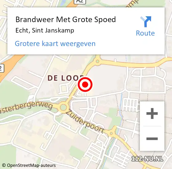 Locatie op kaart van de 112 melding: Brandweer Met Grote Spoed Naar Echt, Sint Janskamp op 2 juli 2022 15:13