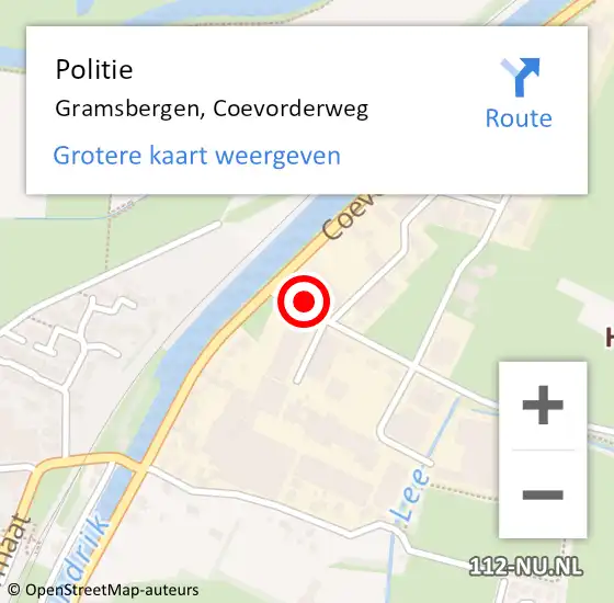 Locatie op kaart van de 112 melding: Politie Gramsbergen, Coevorderweg op 2 juli 2022 15:16