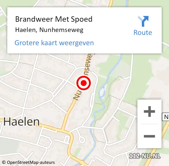 Locatie op kaart van de 112 melding: Brandweer Met Spoed Naar Haelen, Nunhemseweg op 2 juli 2022 15:26