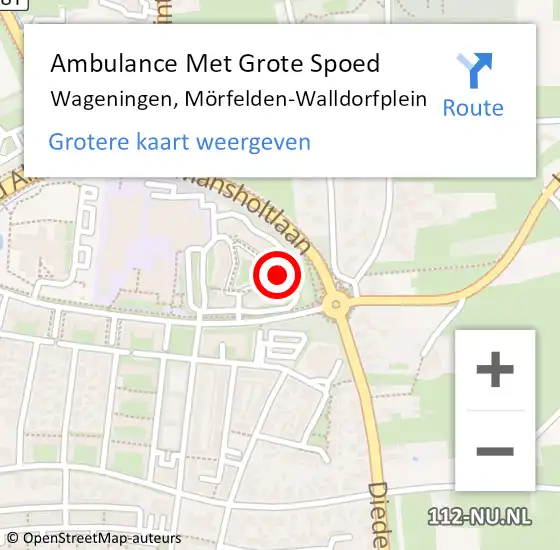 Locatie op kaart van de 112 melding: Ambulance Met Grote Spoed Naar Wageningen, Mörfelden-Walldorfplein op 2 juli 2022 15:27