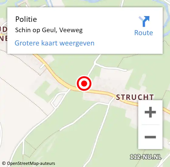 Locatie op kaart van de 112 melding: Politie Schin op Geul, Veeweg op 2 juli 2022 15:29