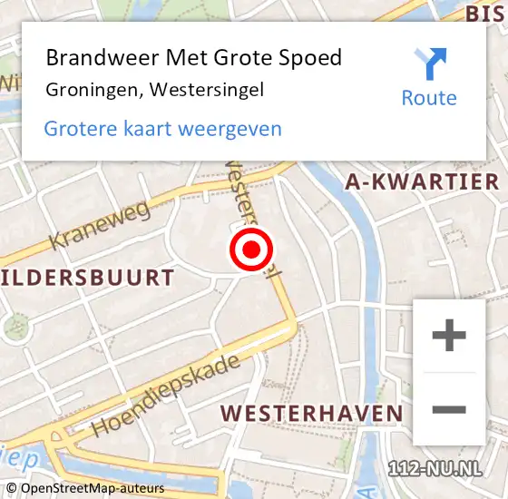 Locatie op kaart van de 112 melding: Brandweer Met Grote Spoed Naar Groningen, Westersingel op 2 juli 2022 15:34