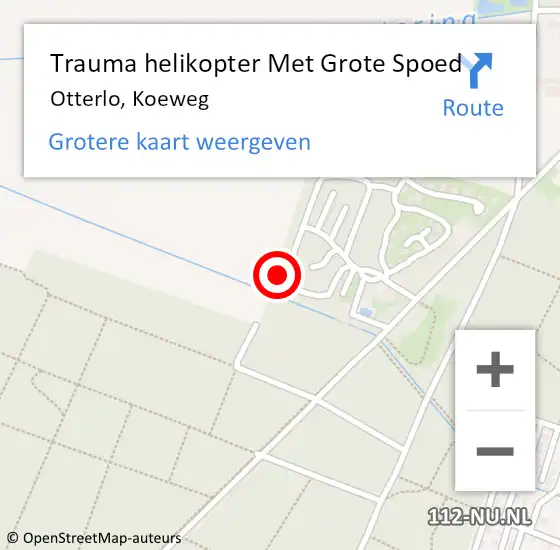 Locatie op kaart van de 112 melding: Trauma helikopter Met Grote Spoed Naar Otterlo, Koeweg op 2 juli 2022 15:50