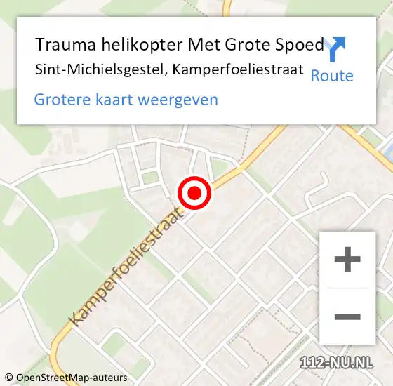 Locatie op kaart van de 112 melding: Trauma helikopter Met Grote Spoed Naar Sint-Michielsgestel, Kamperfoeliestraat op 2 juli 2022 15:59