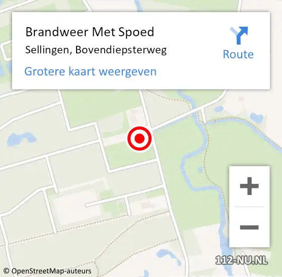 Locatie op kaart van de 112 melding: Brandweer Met Spoed Naar Sellingen, Bovendiepsterweg op 2 juli 2022 16:08